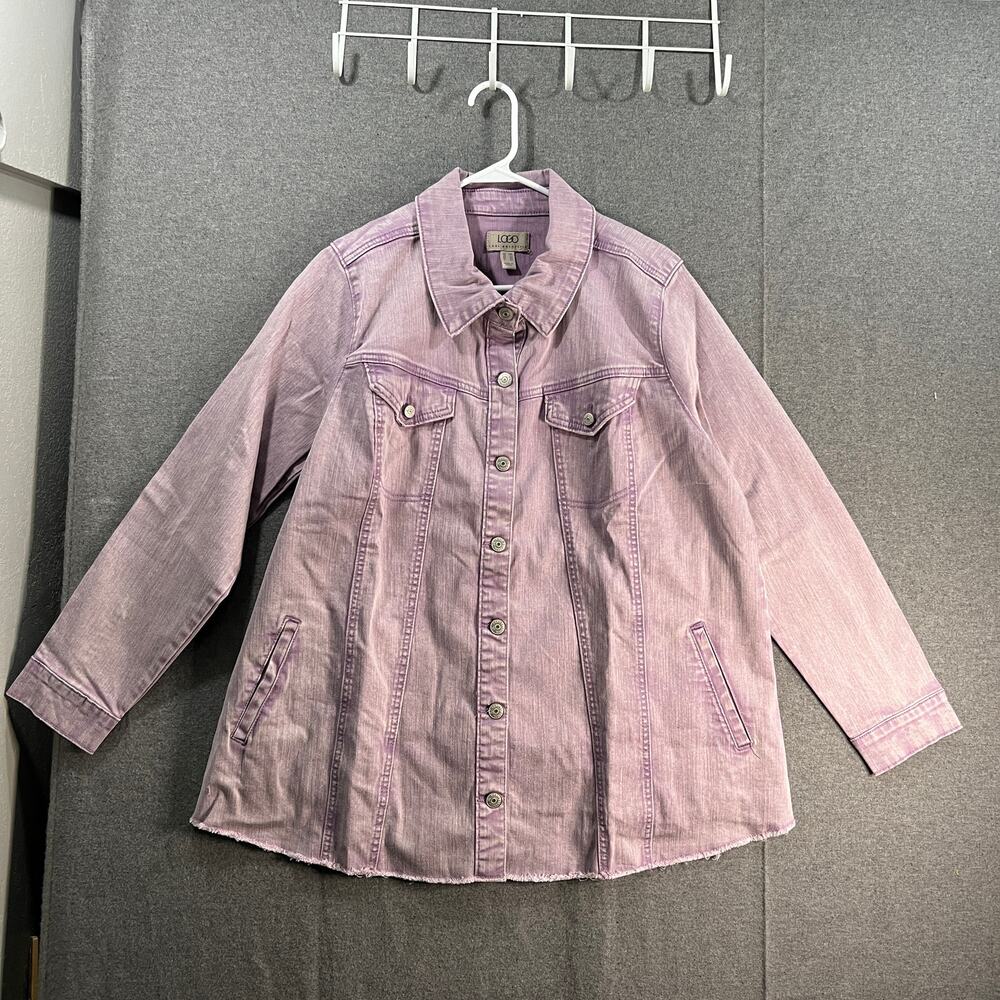 LOGO by Lori Goldstein Jeans Jacket Womens Heather Purple Size 18W